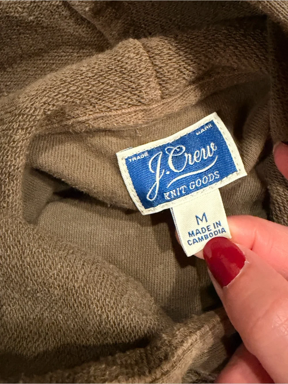J. Crew Olive Green Thick Textured Cotton Hoodie EUC #453